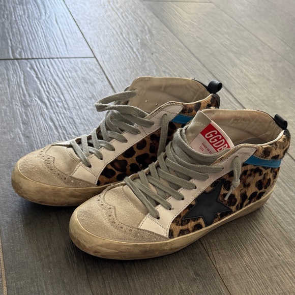Golden Goose Shoes - Golden Goose Leopard Print Sneakers with Black Star